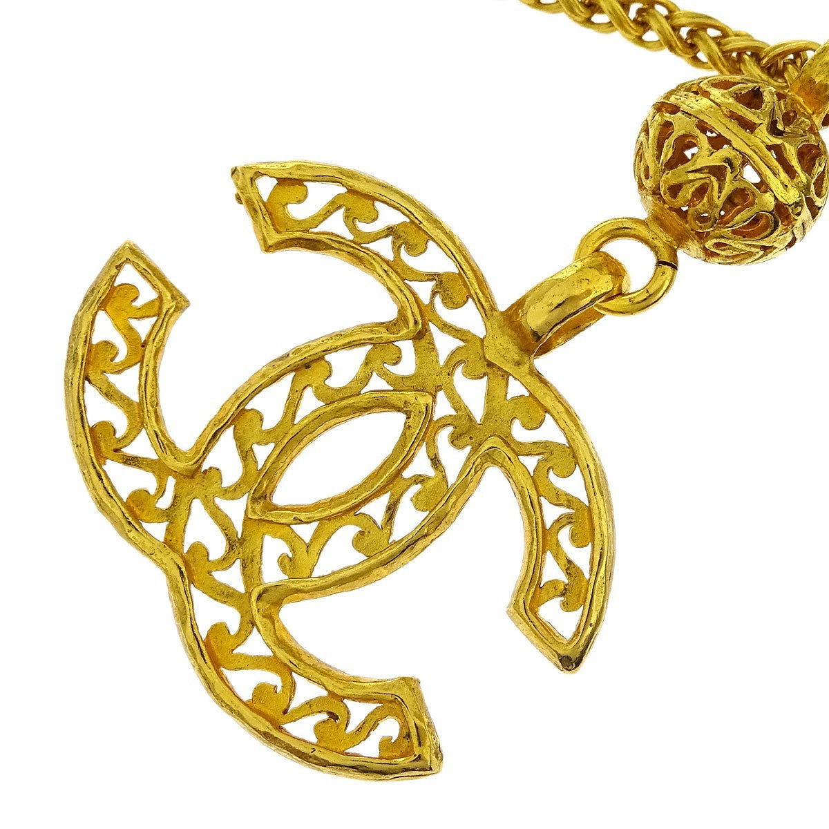 Chanel Vintage Giant CC Pendant Long Necklace Metal, GOLD, GOLD_PLATED, Necklace