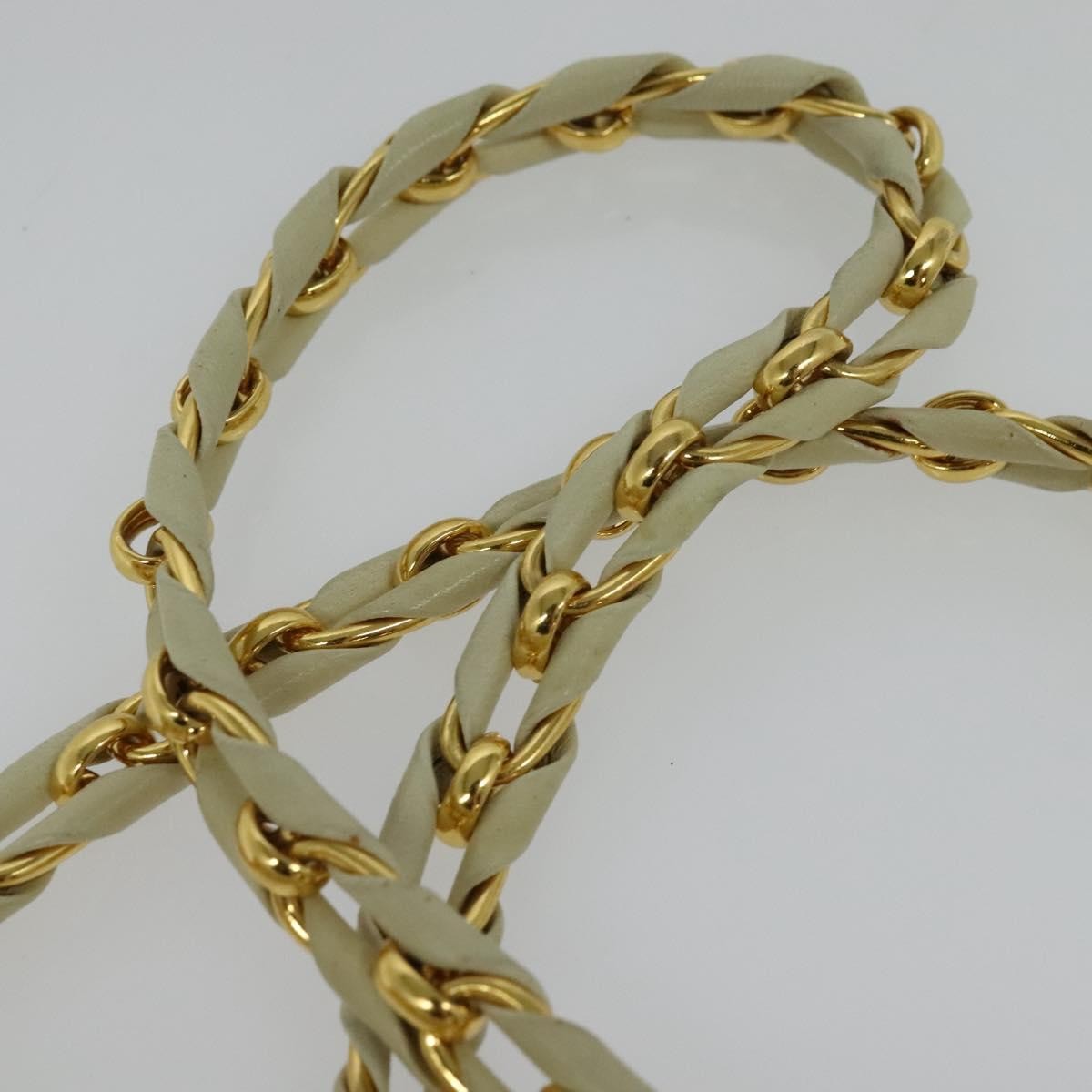 Bally Vintage Chain Shoulder Bag Quilted Leather, WHITE, LEATHER, Shoulder bag