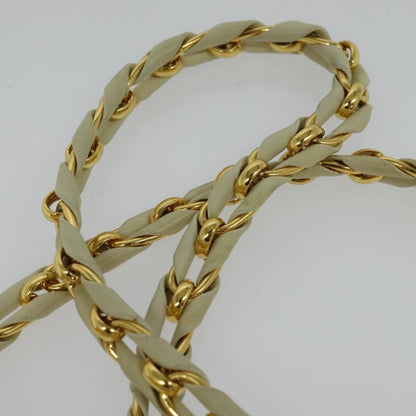 Bally Vintage Chain Shoulder Bag Quilted Leather, WHITE, LEATHER, Shoulder bag