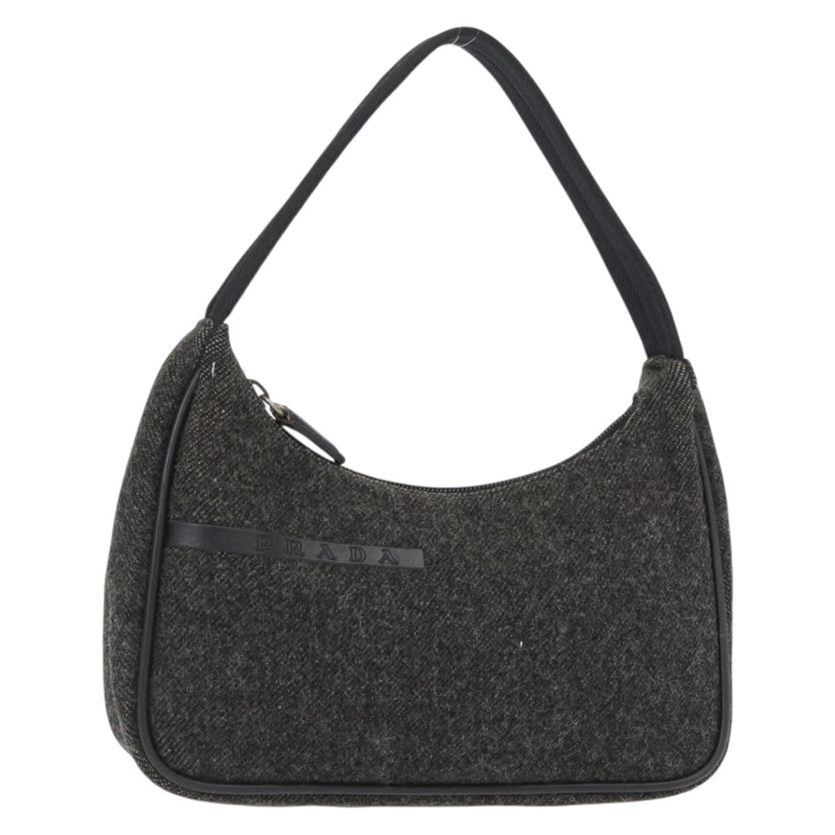 Prada Re-Edition 2000 Hobo Wool, GRAY, WOOL, Handbag