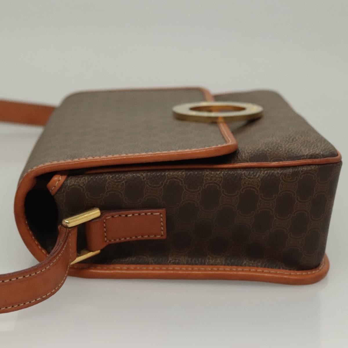 Celine Macadam Shoulder Bag PVC Leather, BROWN, CANVAS, Shoulder bag