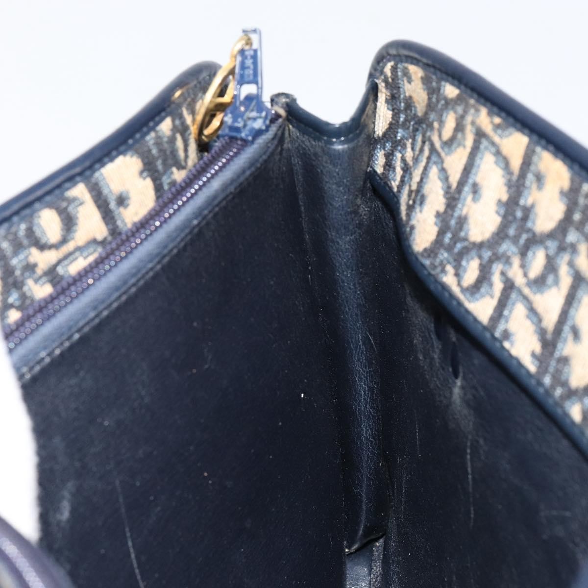 Christian Dior Vintage CD Trotter Handbag Canvas, NAVY, CANVAS, Handbag