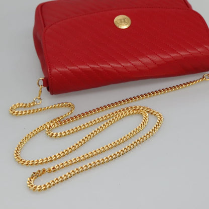 Celine Chain Shoulder Bag Leather, RED, LEATHER, Shoulder bag