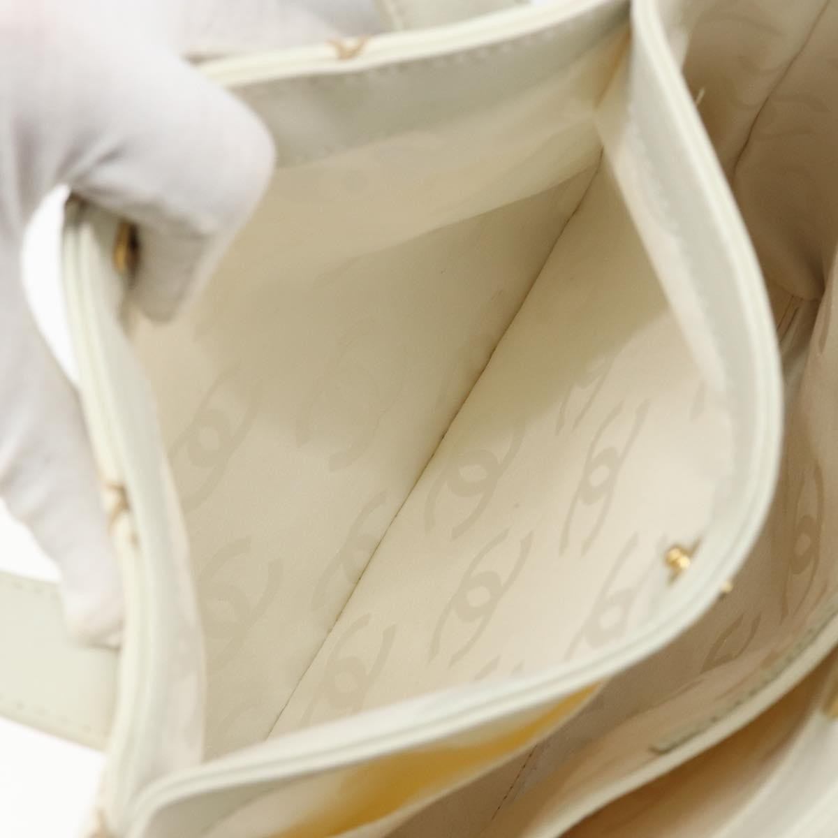 Chanel Surpique Tote Quilted Leather, WHITE, LEATHER, Tote bag