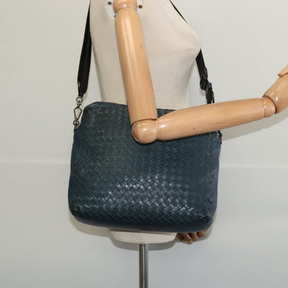 Bottega Veneta Flat Messenger Bag Intrecciato Nappa, BLUE, LEATHER, Shoulder bag