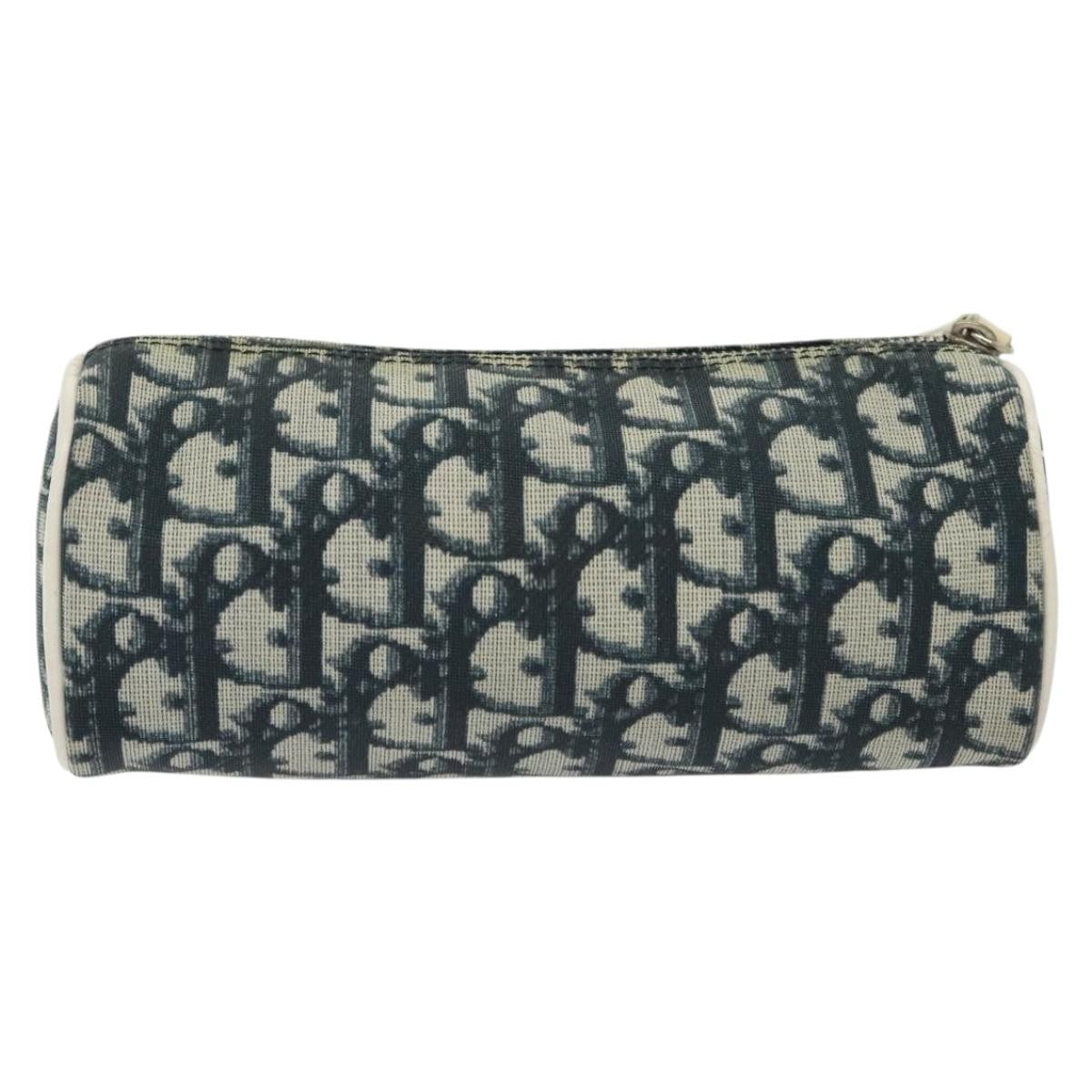 Christian Dior Vintage Trotter Pouch Canvas, NAVY, CANVAS, Clutche & pouche