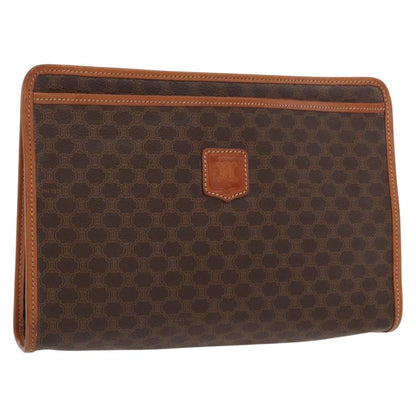 Celine Macadam Pochette Canvas and Leather, BROWN, CANVAS, Clutche & pouche