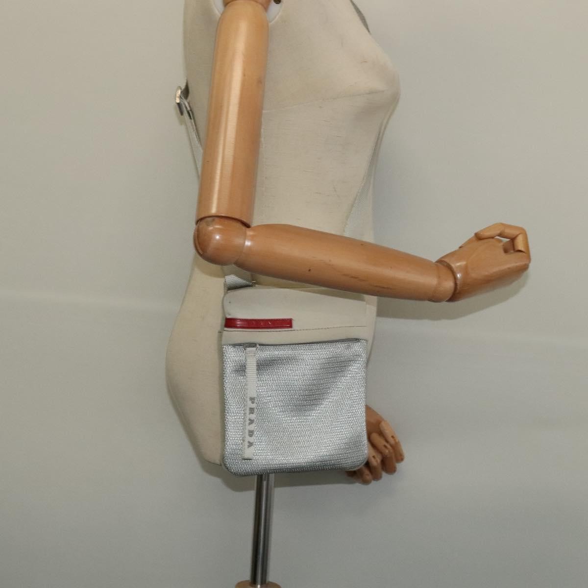 Prada Sport Zip Shoulder Bag Cotton, SILVER, COTTON, Shoulder bag