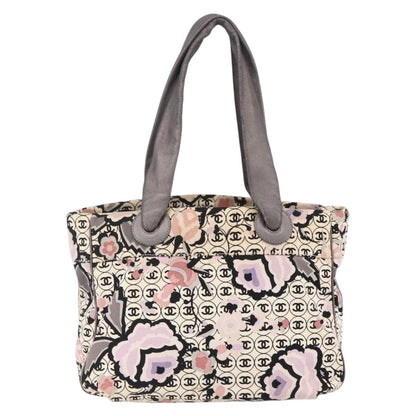 Chanel Vintage Floral Tote Canvas, BEIGE, CANVAS, Tote bag