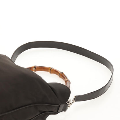 Gucci Vintage Bamboo Shoulder Bag Nylon, BROWN, NYLON, Shoulder bag