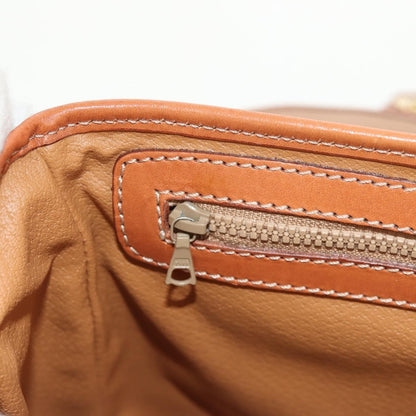 Celine Vintage Macadam Handbag Canvas and Leather, BEIGE, CANVAS, Handbag