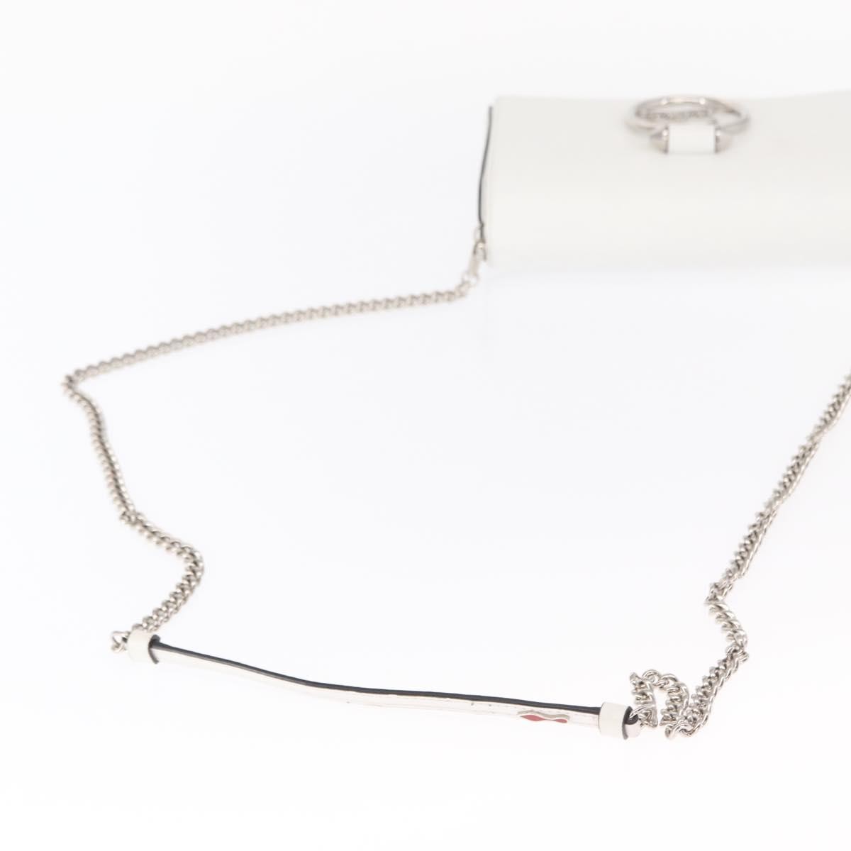 Christian Louboutin Rubylou Clutch Leather, WHITE, LEATHER, Shoulder bag