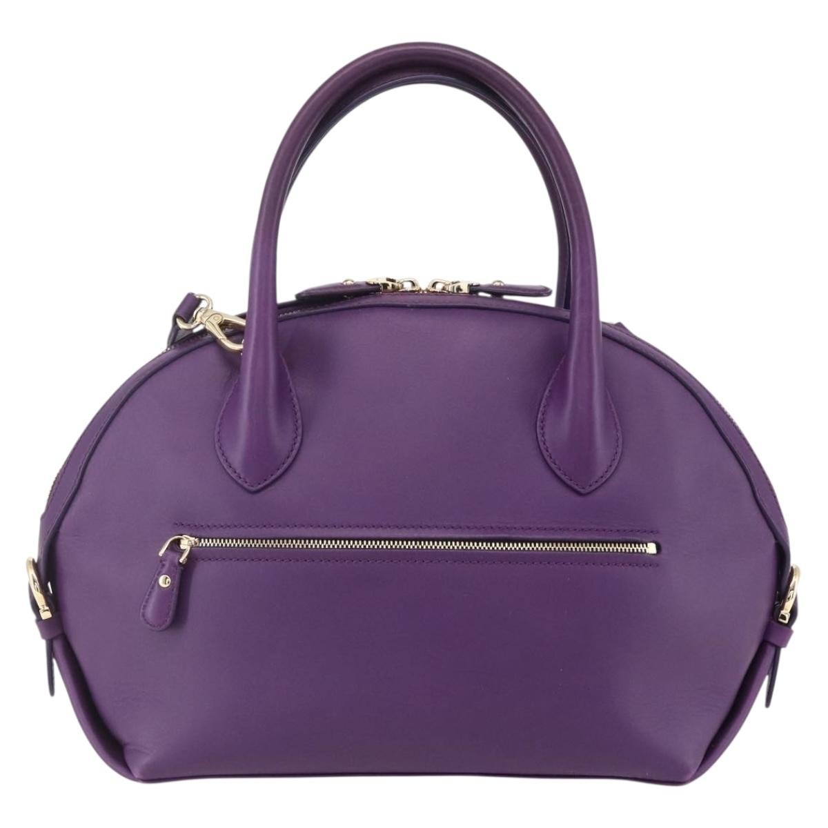 Salvatore Ferragamo Vintage Fiamma Satchel Leather, PURPLE, LEATHER, Handbag
