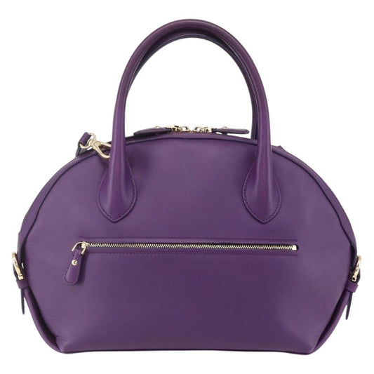 Salvatore Ferragamo Vintage Fiamma Satchel Leather, PURPLE, LEATHER, Handbag