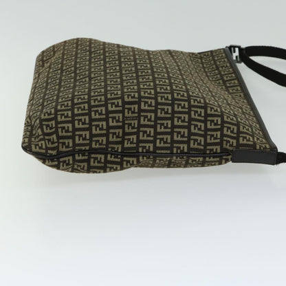 Fendi Vintage Zip Messenger Bag Zucca Canvas, BROWN, CANVAS, Shoulder bag