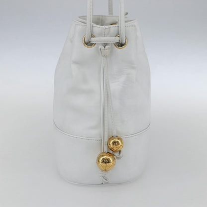 Chanel Vintage CC Drawstring Bucket Bag Caviar, WHITE, LEATHER, Shoulder bag