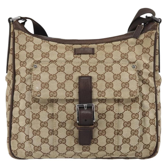 Gucci Vintage Shoulder Bag GG Canvas and Leather, BEIGE, CANVAS, Shoulder bag