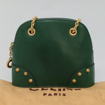 Celine Chain Shoulder Bag Leather, GREEN, LEATHER, Shoulder bag