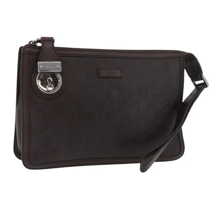 Gucci Zip Pouch Leather, BROWN, LEATHER, Clutche & pouche