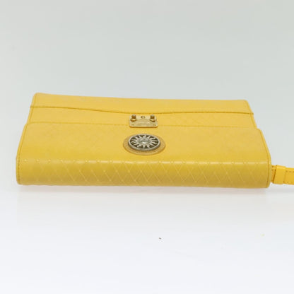 Versace Wristlet Pouch Leather, YELLOW, LEATHER, Clutche & pouche