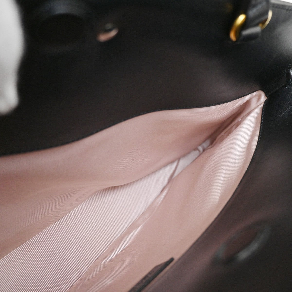 Gucci Linea Matisse Interlocking G Top Handle Tote Leather, BLACK, LEATHER, Tote bag