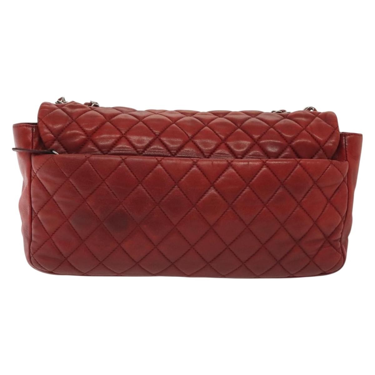 Chanel Now and Forever Flap Bag Quilted Lambskin, RED, LEATHER, Shoulder bag