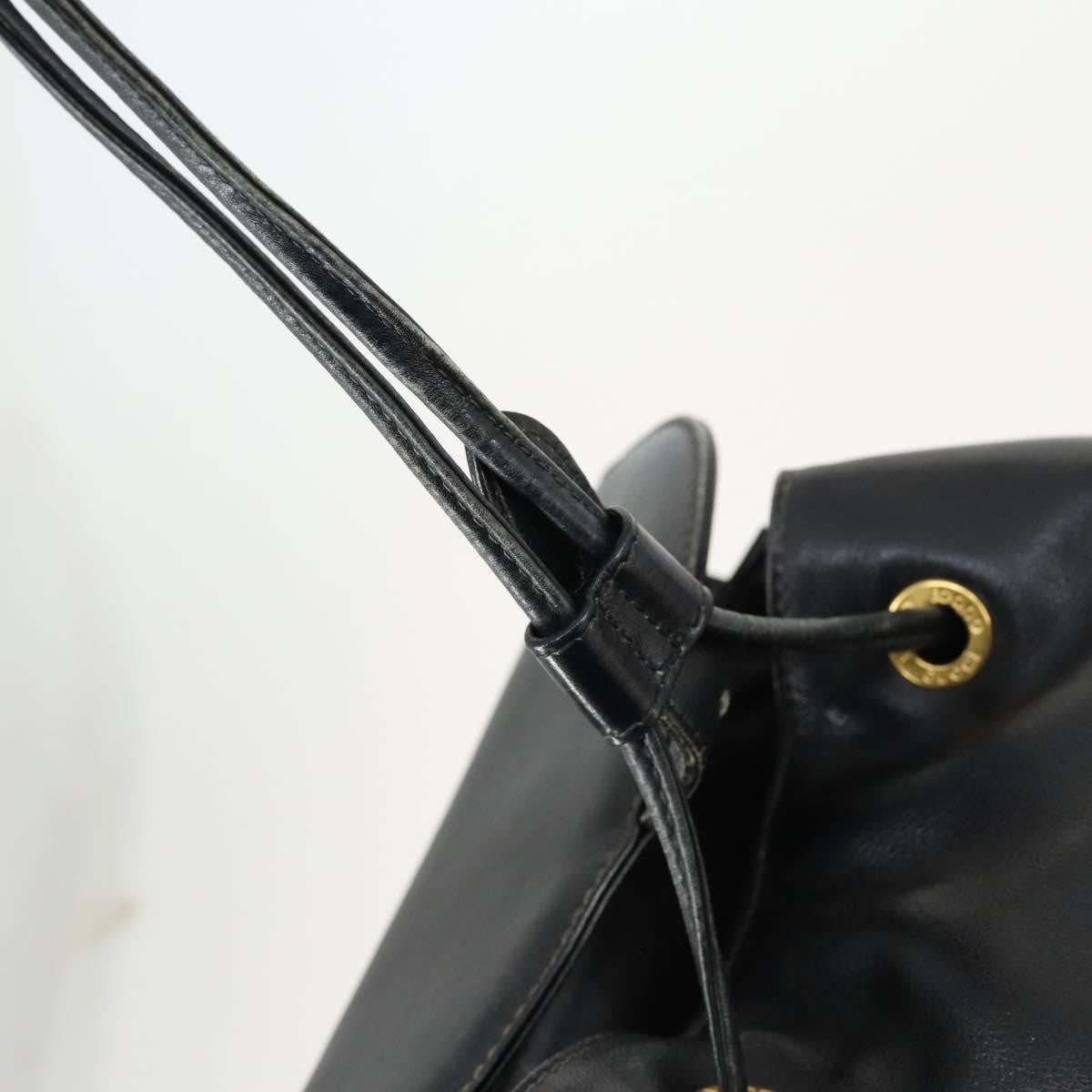 Gucci Vintage Bamboo Backpack Leather, BLACK, LEATHER, Backpack