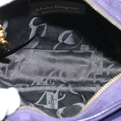 Salvatore Ferragamo Gancini Shoulder Bag Suede, PURPLE, SUEDE, Shoulder bag