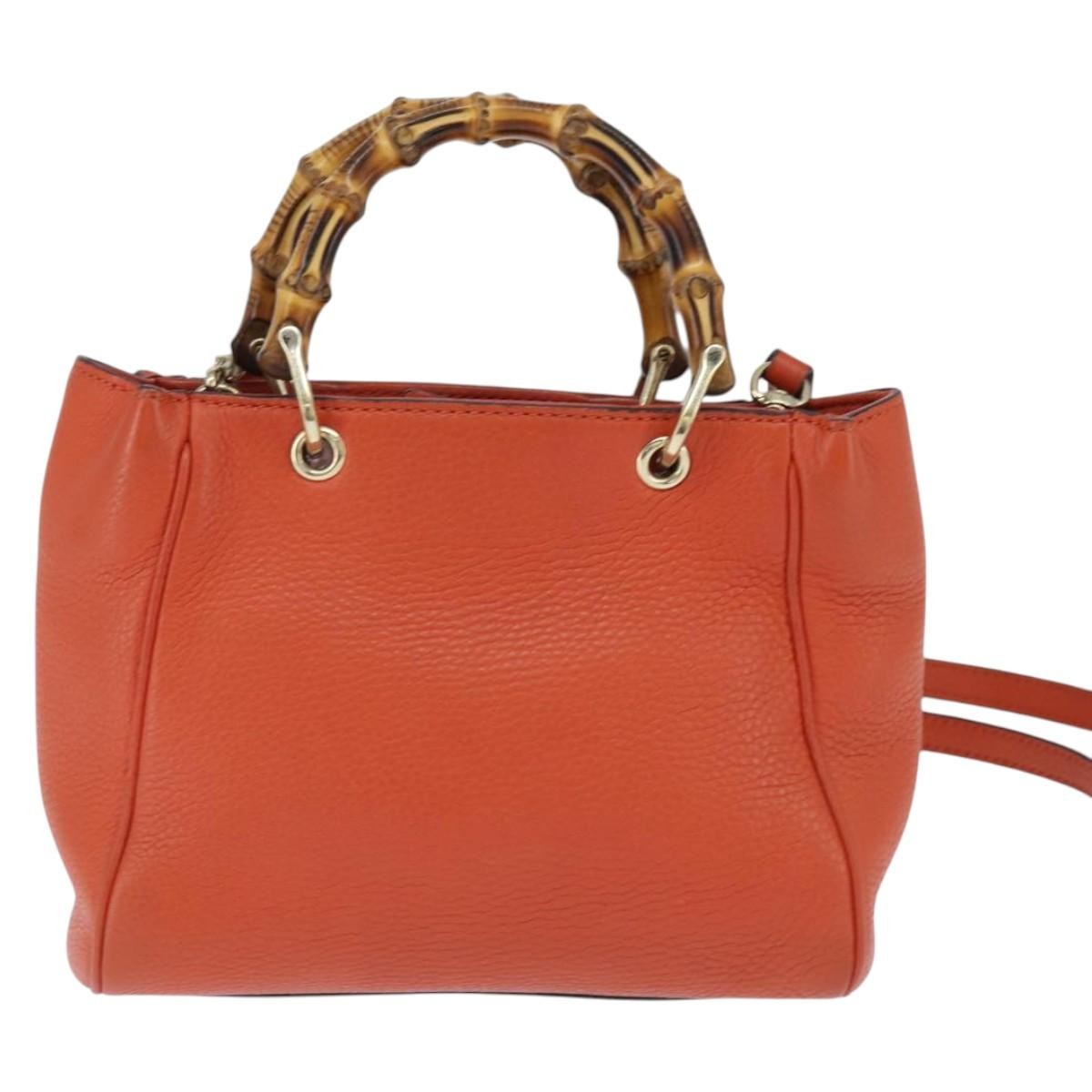 Gucci Bamboo Shopper Tote Leather, ORANGE, LEATHER, Handbag