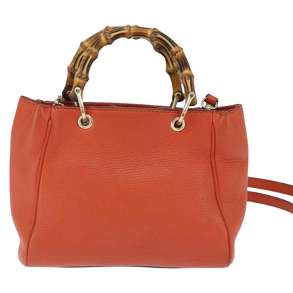 Gucci Bamboo Shopper Tote Leather, ORANGE, LEATHER, Handbag