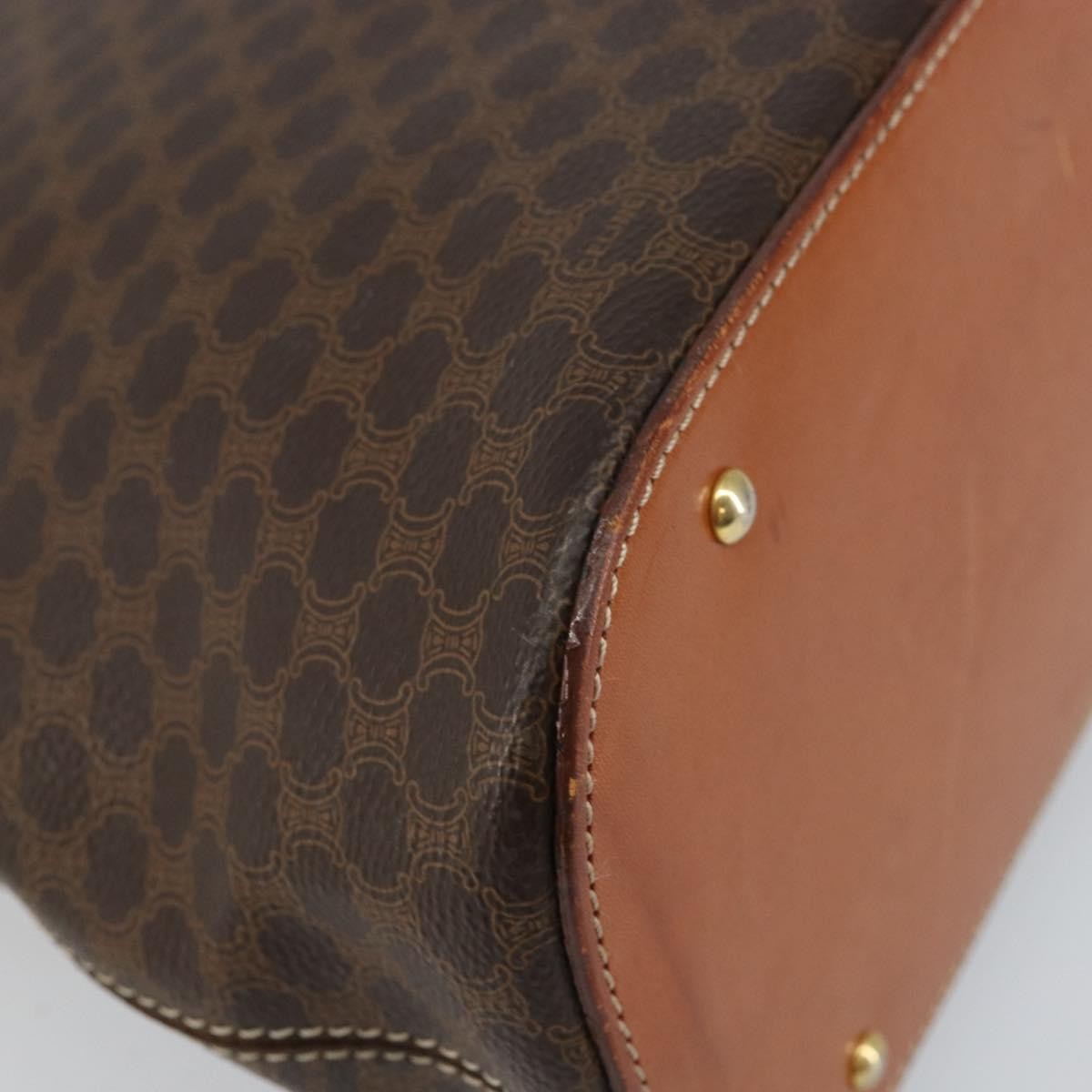 Celine Macadam Handbag Macadam with leather, BROWN, PVC,CANVAS, Handbag