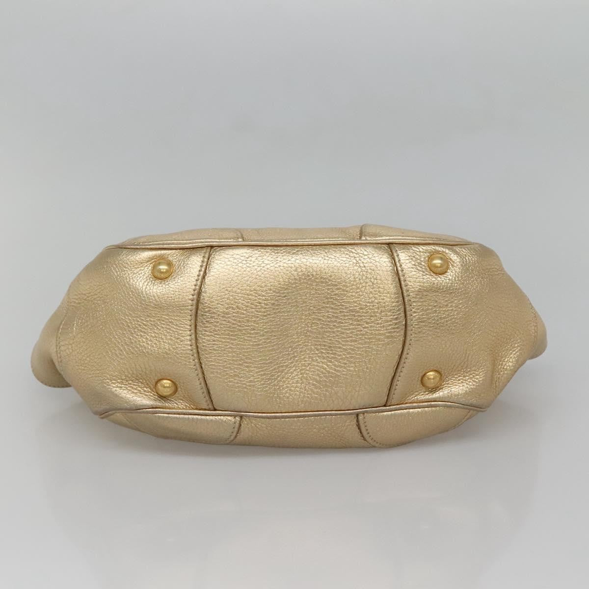 Prada Antic Pushlock Shoulder Bag Leather, GOLD, LEATHER, Shoulder bag