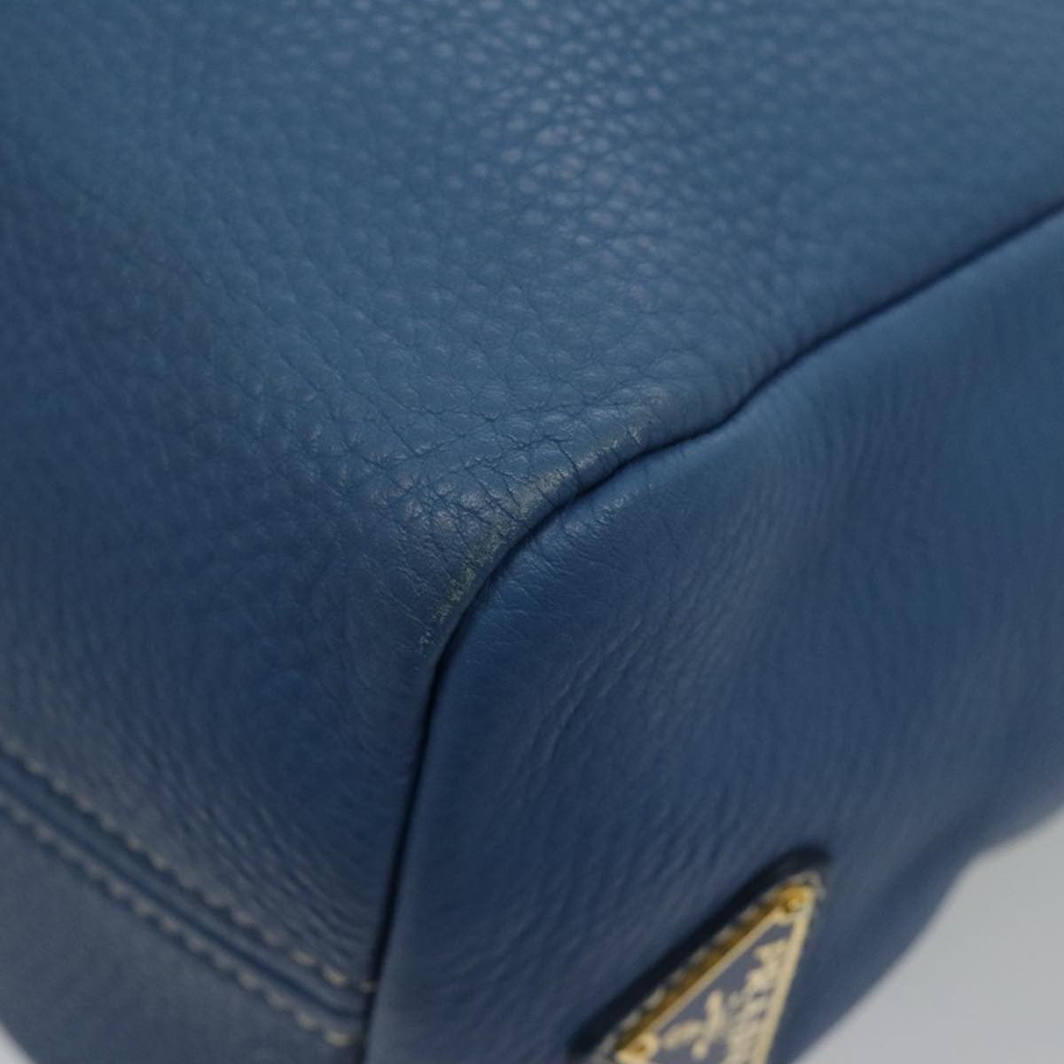 Prada Front Pocket Tote Vitello Daino, BLUE, LEATHER, Tote bag