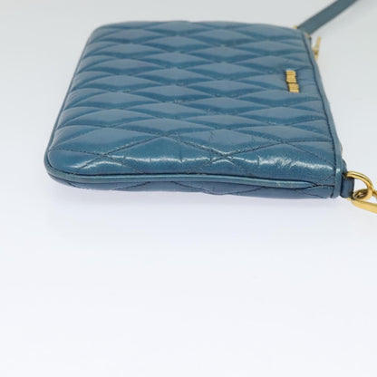 Miu Miu Zip Wristlet Pouch Matelasse Leather, BLUE, LEATHER, Clutche & pouche