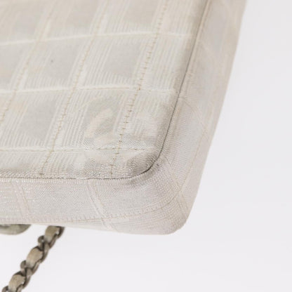 Chanel Travel Line Flap Bag Canvas, SILVER, CANVAS, Shoulder bag