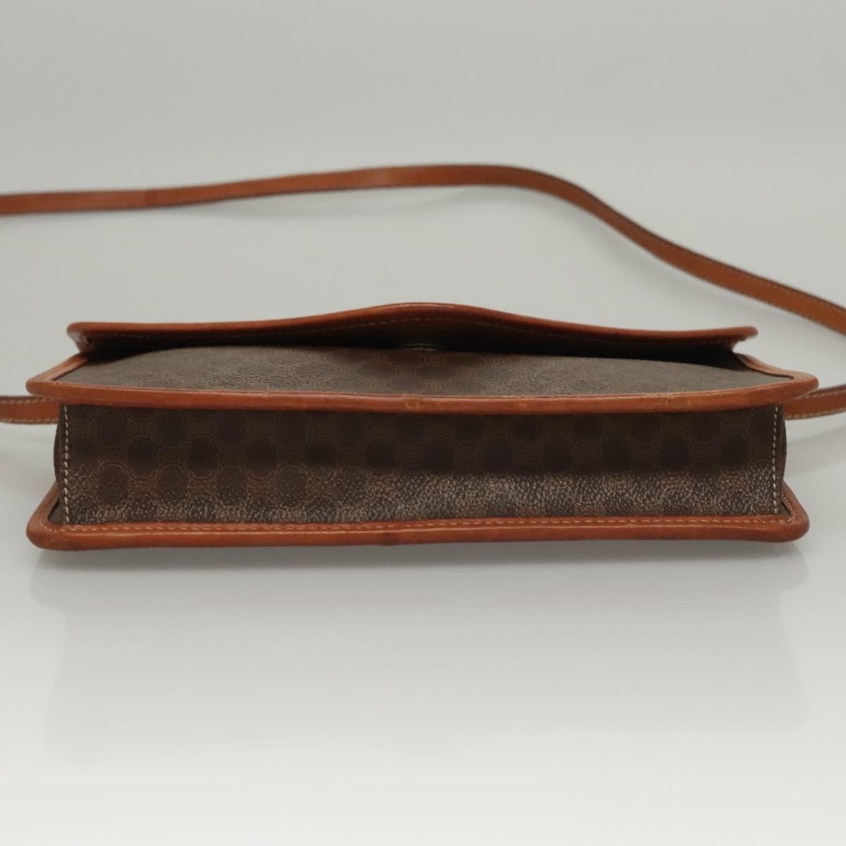 Celine Vintage Macadam Shoulder Bag Canvas and Leather, Brown, Canvas, Shoulder Bag