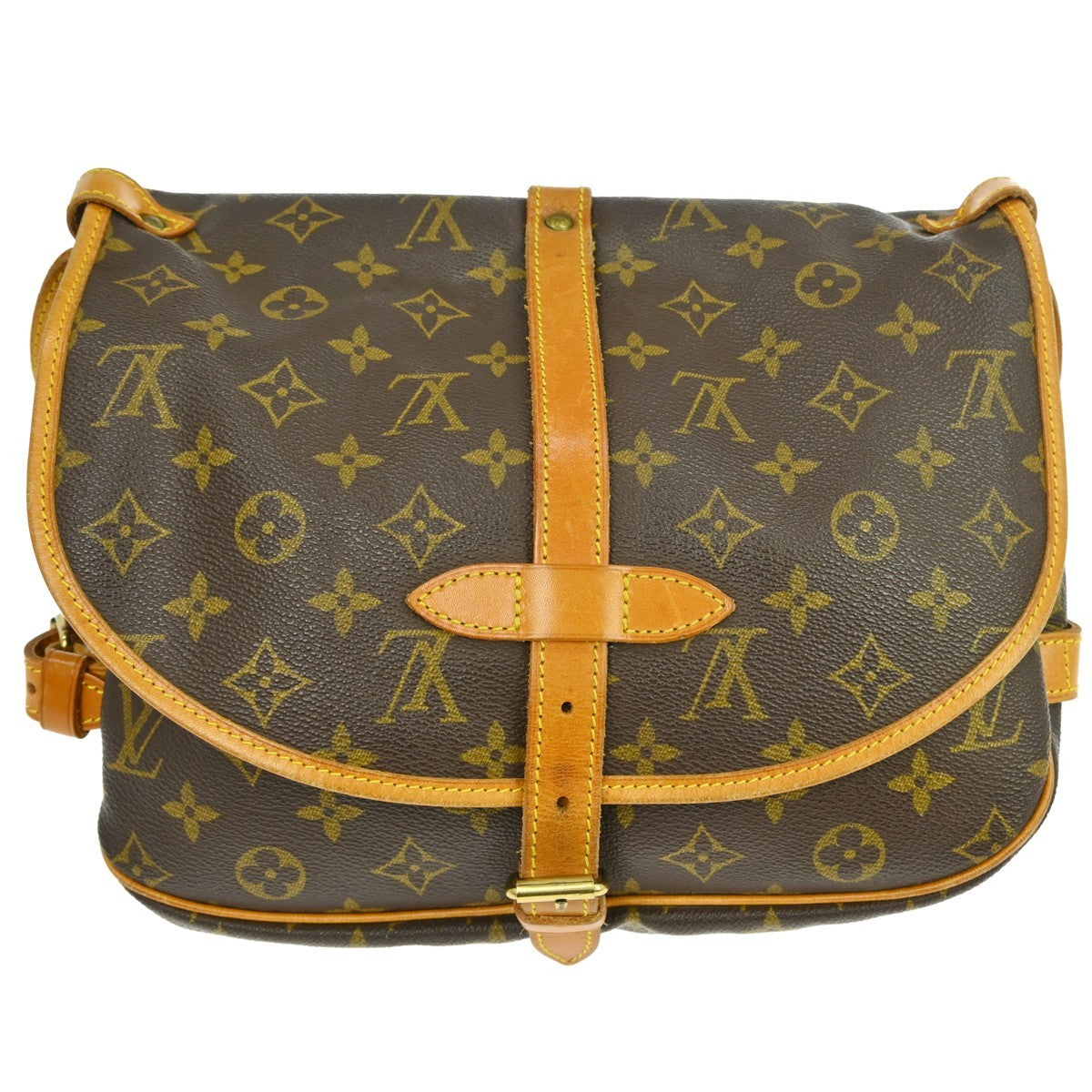 Louis Vuitton Saumur Handbag Monogram Canvas, Brown, Canvas, Shoulder Bag