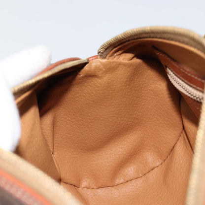 Celine Vintage Macadam Handbag Canvas and Leather, BROWN, PVC, Shoulder bag