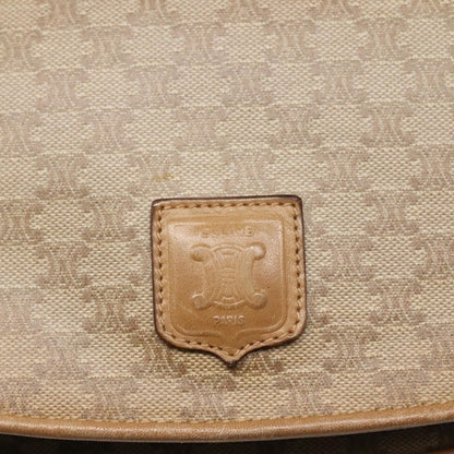 Celine Vintage Macadam Shoulder Bag Canvas and Leather, BEIGE, CANVAS, Shoulder bag
