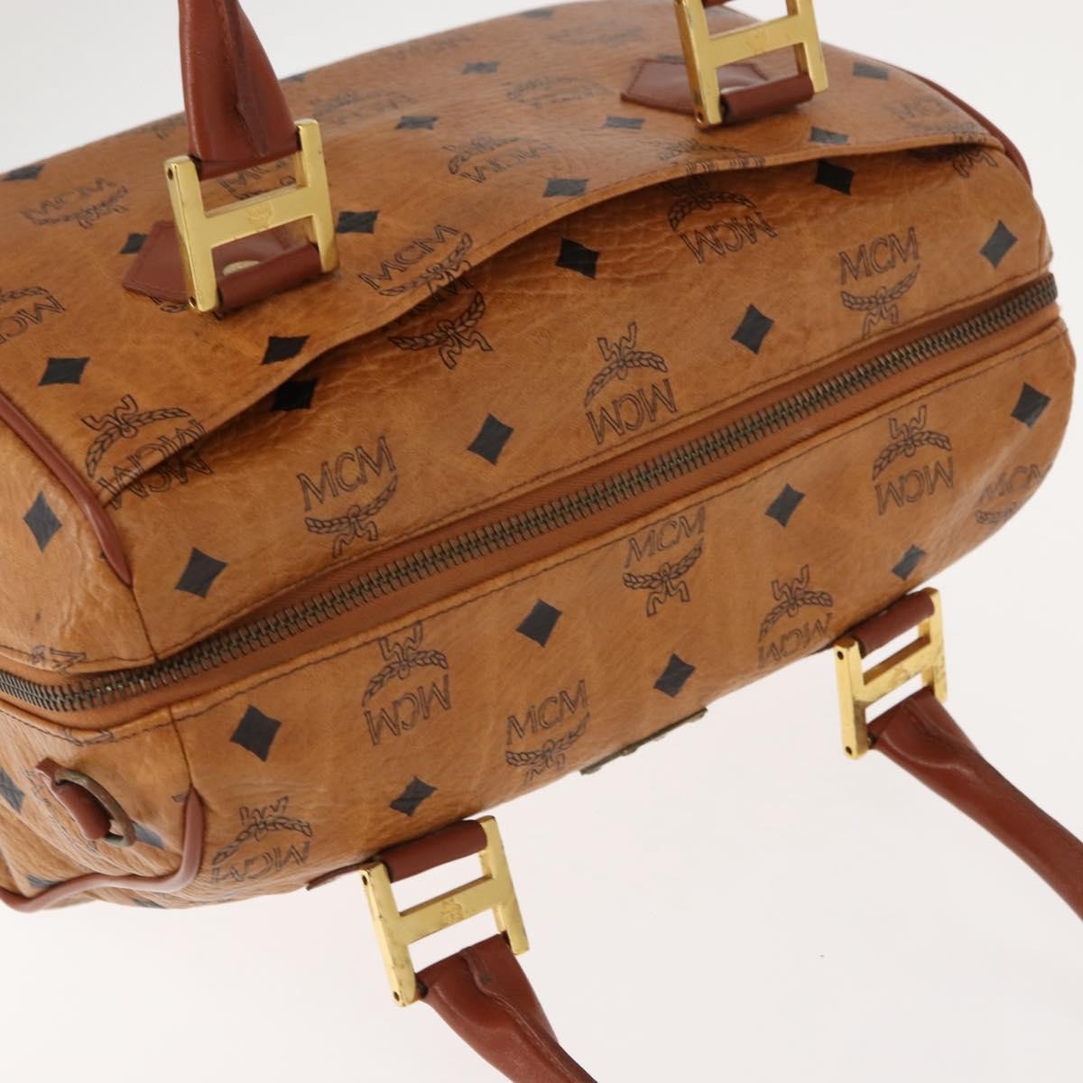 MCM Visetos logogramme Handbag Canvas and Leather, BROWN, PVC, Handbag