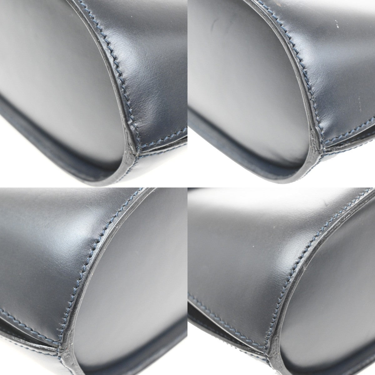 Celine Gancini Handbag Leather, NAVY, LEATHER, Handbag