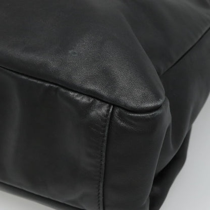 Prada Vintage Zip Handbag Tessuto, BLACK, LEATHER, Handbag