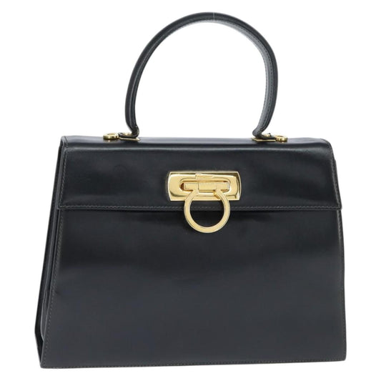 Salvatore Ferragamo Gancini Convertible Top Handle Bag Leather, BLACK, LEATHER, Handbag