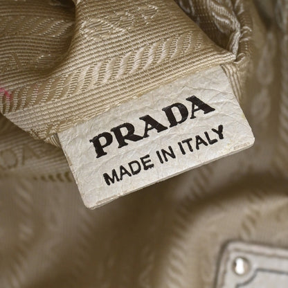 Prada Side Pocket Zip Hobo Vitello Daino, WHITE, LEATHER, Shoulder bag