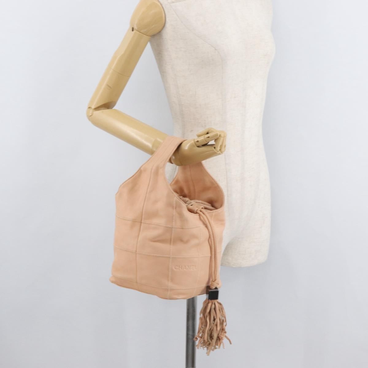 Chanel Square Stitch Tassel Hobo Quilted Leather, Pink, Leather, Handbag
