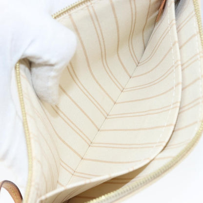 Louis Vuitton Neverfull Pochette Damier, WHITE, CANVAS, Clutche & pouche