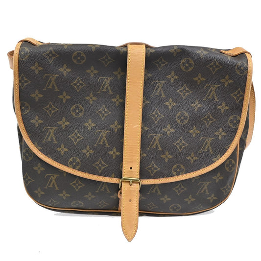 Louis Vuitton Saumur Handbag Monogram Canvas, BROWN, CANVAS, Shoulder bag