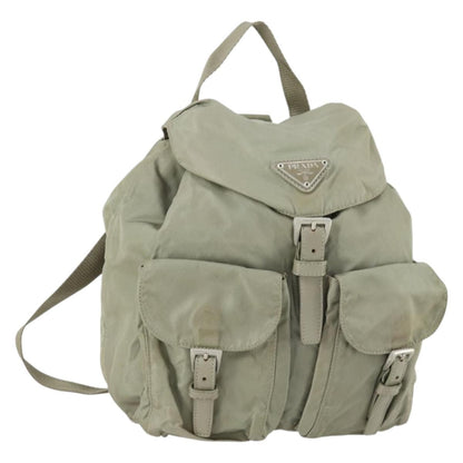 Prada Double Front Pocket Backpack Tessuto, BEIGE, NYLON, Backpack