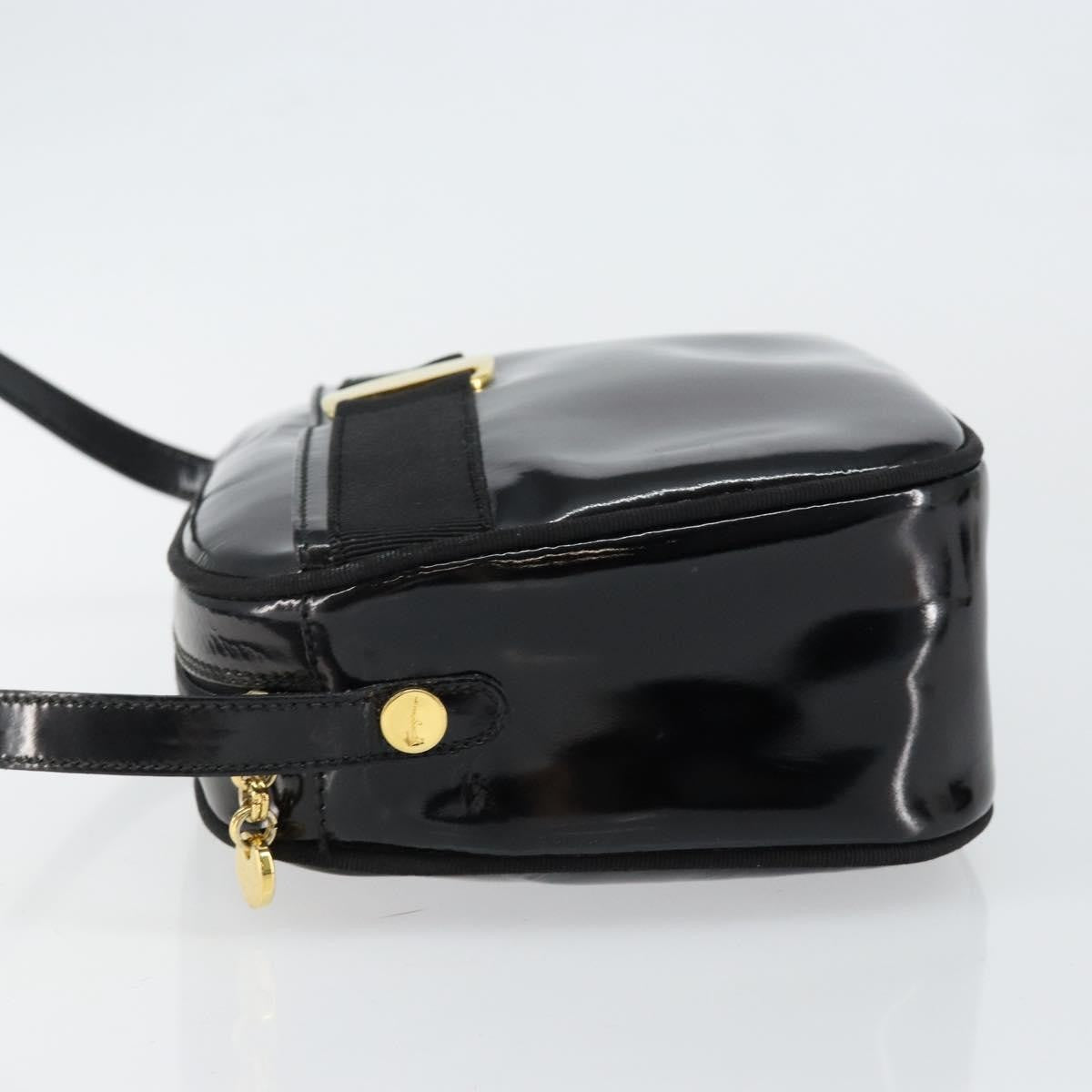 Salvatore Ferragamo Vala Shoulder Bag Patent Leather, BLACK, PATENT_LEATHER, Shoulder bag