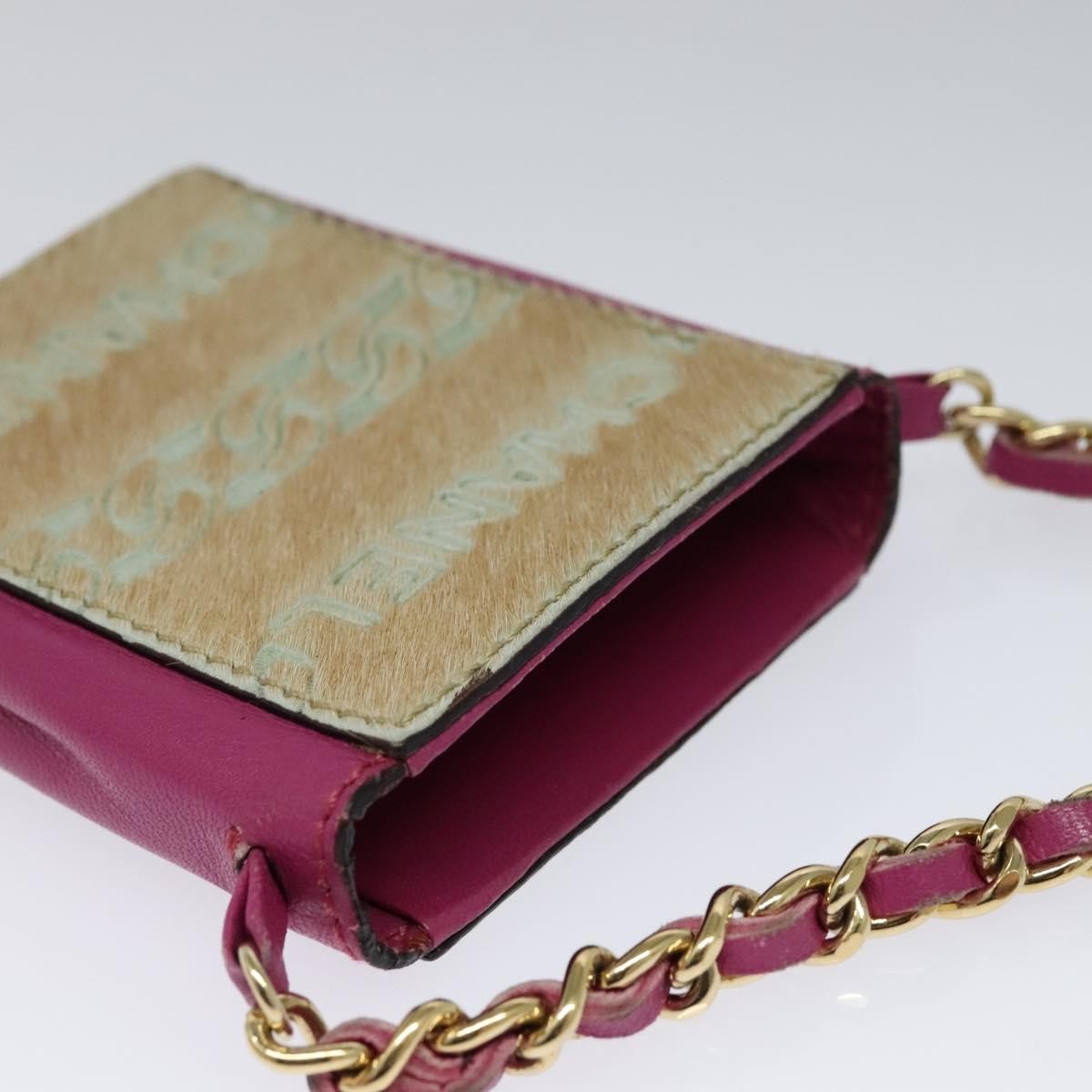 Chanel Chain Cigarette Case Pony Hair and Leather, PINK, LEATHER, Clutche & pouche